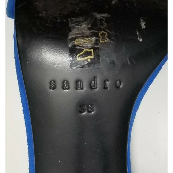 SANDRO PARIS ALINA NEON COBALT BLUE STRAPPY SANDALS SHOES $470 38 / US 7.5 7 1/2 - Picture 5 of 12